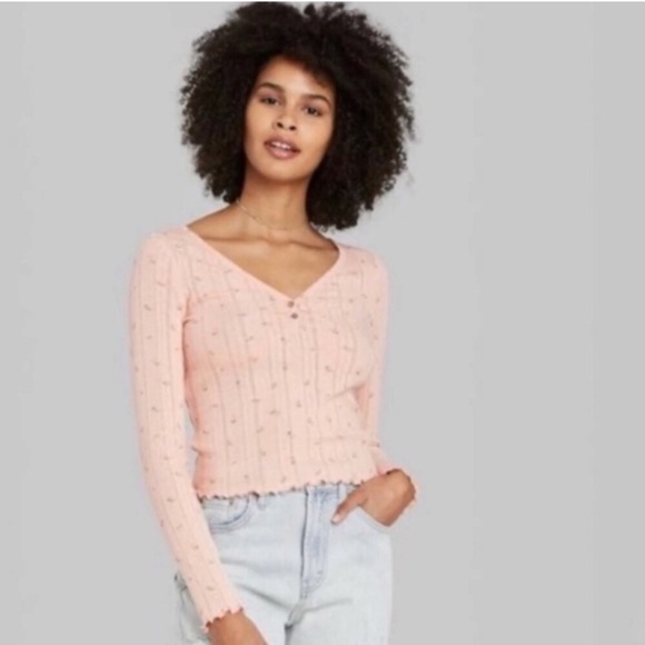 wild fable Tops - NWT Wild Fable Pink Floral Baby Doll Top